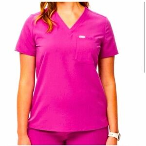 Figs Catarina One-Pocket Scrub fuschia Top Size S PO2525